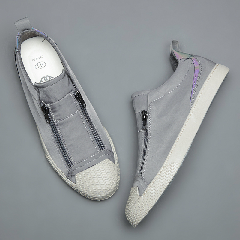 Men Canvas Casual Shoes Fashion Double-row Zipper Design Loafers Light Walking Shoes For Men Breathable shoes zapatillas hombre