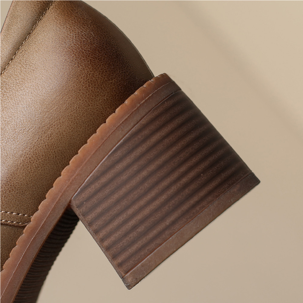 2025 new sheepskin Women's 5.5cm thick heel round toe lace-up oxfords british style female high quality soft comfortable heels shoes 1fc1 s