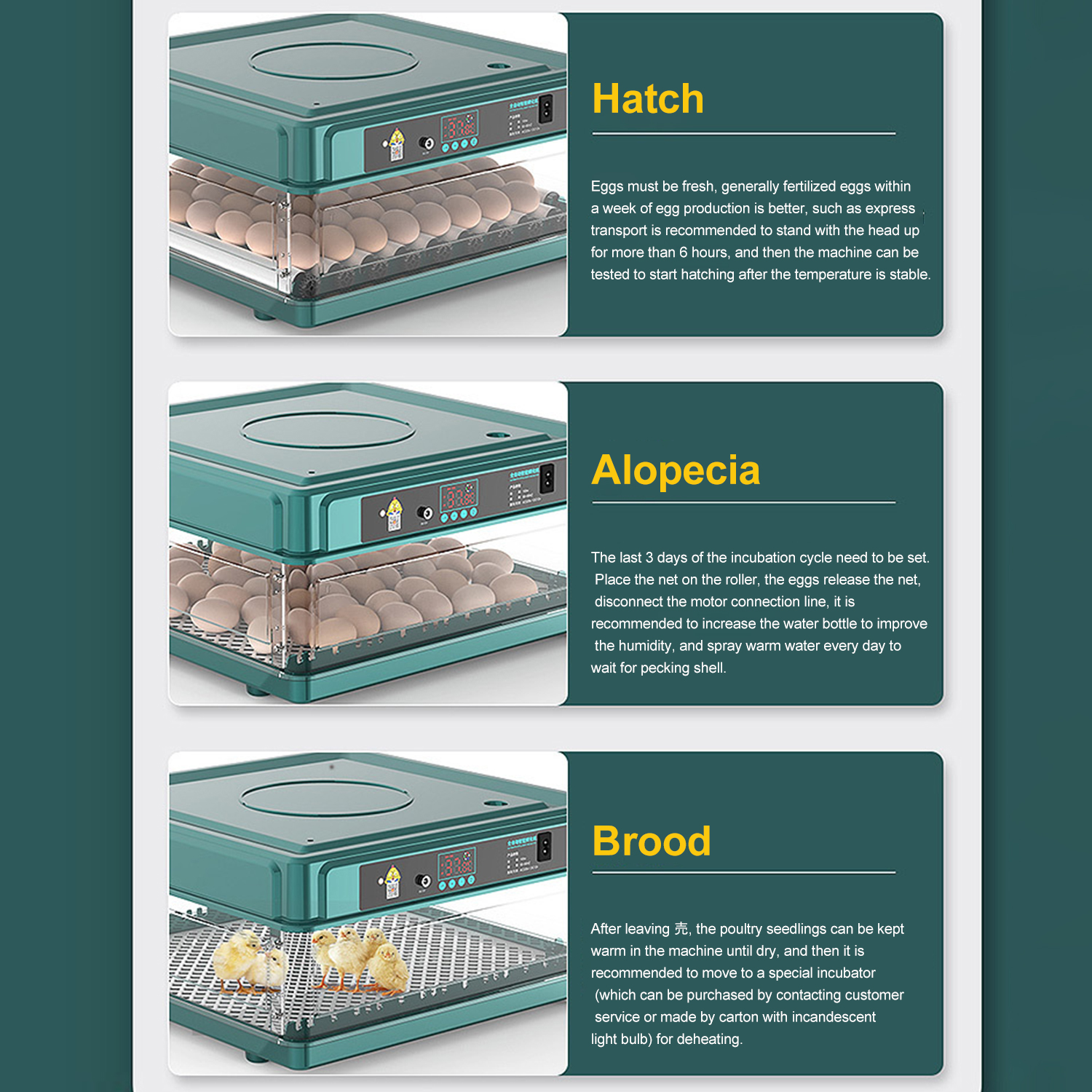 9/15/30/48 Eggs Incubator With Automatic Egg Turning Humidity Monitoring Temperature Control Automatic Intelligent Incubator