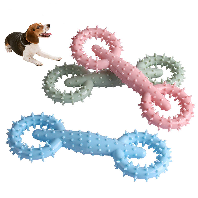 Pet Dog Molar Toys TPR Pull Ring Bump Puppy Chew Toy Bite Resistant Tooth Cleaning Interactive Training Dog Toys Pet Supplies