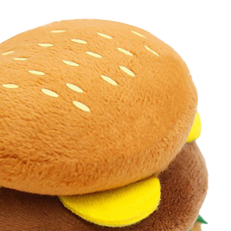 Cute Hamburger Shape Plush Squeaky Toy for Dogs, Stuffed Pet, Boredom and Anxiety Relief, Teeth Grinding