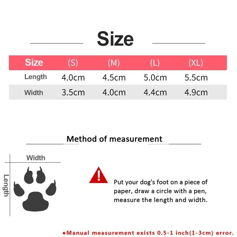 Dog Boots Paw Protector Anti-Slip Winter Dog Shoes with Adjustable Straps for Small Medium Dogs Warm Pet Puppy Shoes Sneakers