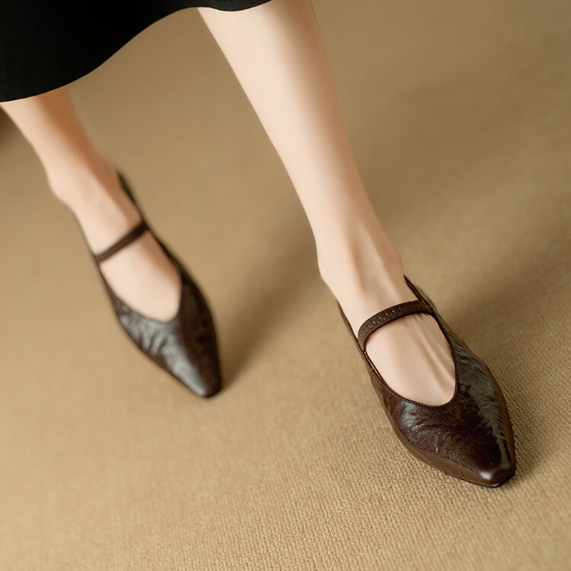 NEW Spring/Autumn Women Pumps Genuine Leather Shoes for Women Square Toe Chunky Heel Shoes Retro Mary Janes Black Handmade Shoes