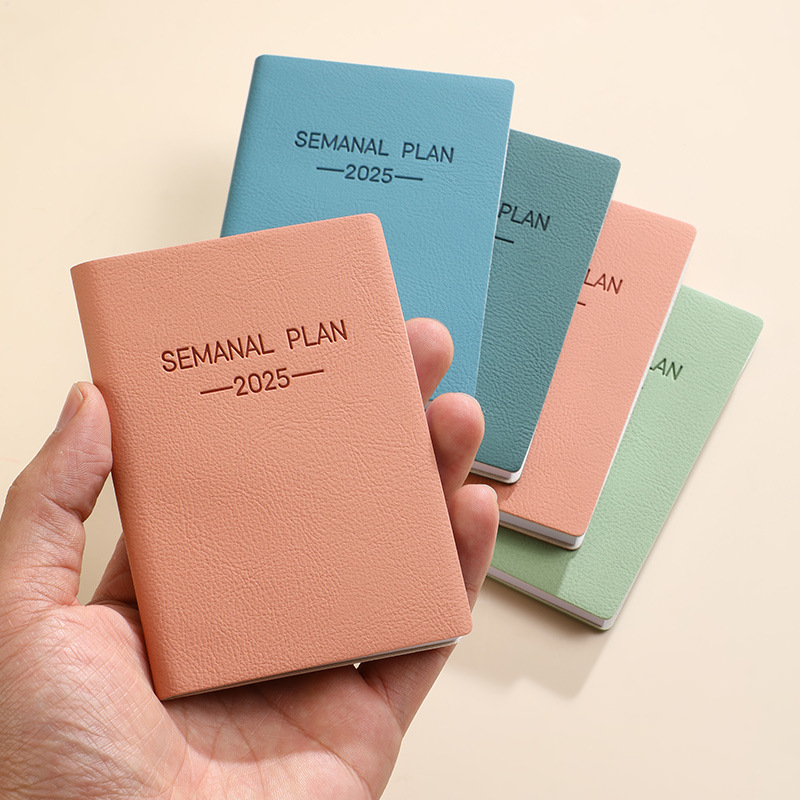 Morandi color scheme 2025 A7 Spanish schedule book portable mini plan book daily plan pocket book