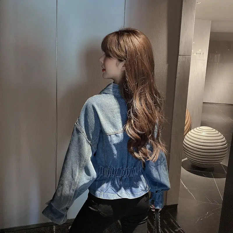 Womens denim jacket is trendy loose and versatile with a slim waist a fashionable casual top and excellent feel 240906
