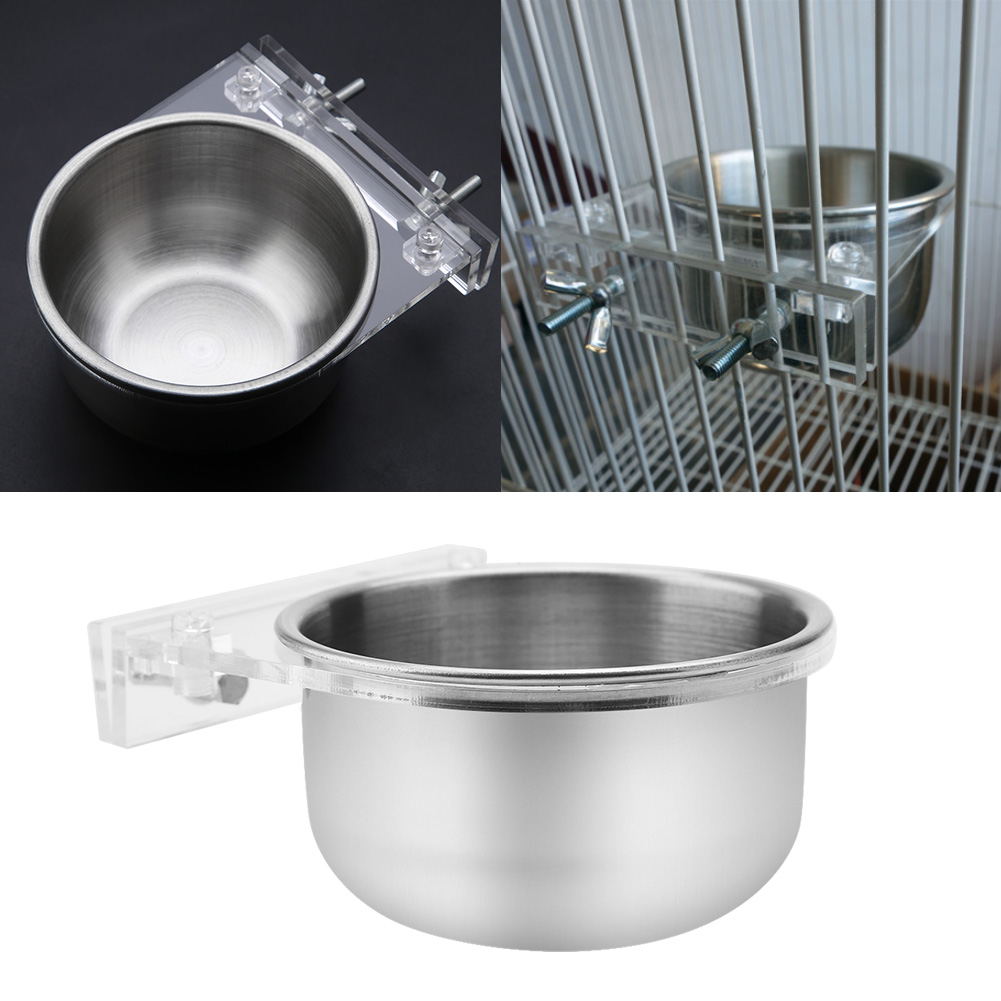Bird Cage Food Water Feeder Bowl Rack Parrot Parakeet Cage Accessories