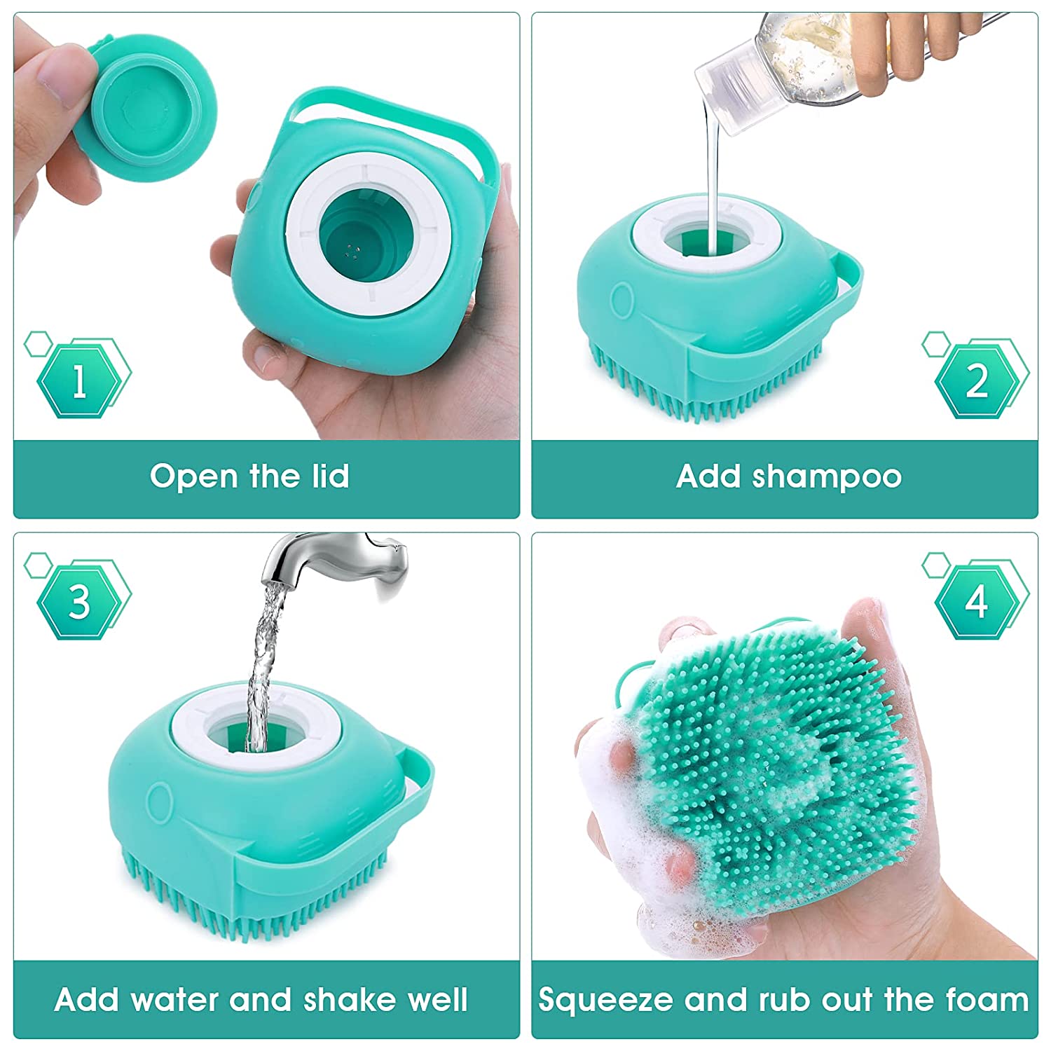 2024 New Arrival Shopee Manufacturer Soft Silicone Pet Grooming Bath Brush Dog Washing Brush