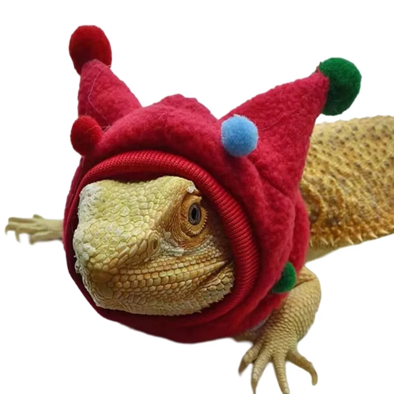 Elastic Lizards Hat Scarf Soft and Comfortable, Suitable for Reptiles Owners Stretchy Lizards Scarf Apparel Pompoms