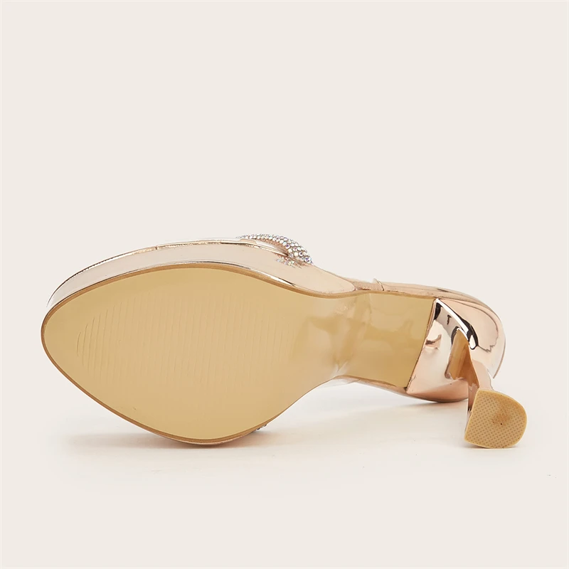 Eilyken Fashion CRYSTAL PVC Transparent Slippers Women Platform Square High Heels Shoes Summer New Banquet atos De Mujer d412