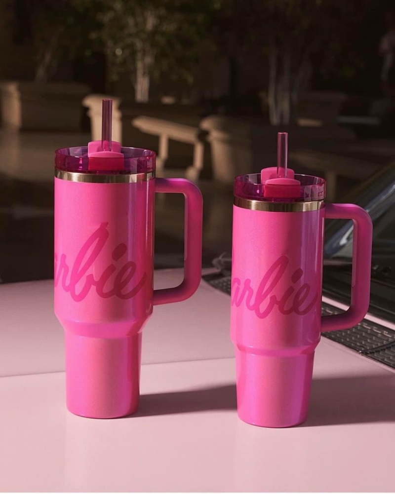 US STOCK Cobrand pink Tumblers Pink Rose Cups 40oz Stainless Steel cups with handle Lid And Straw Travel Car Mugs Clean Slate Brushstrokes Water Bottl