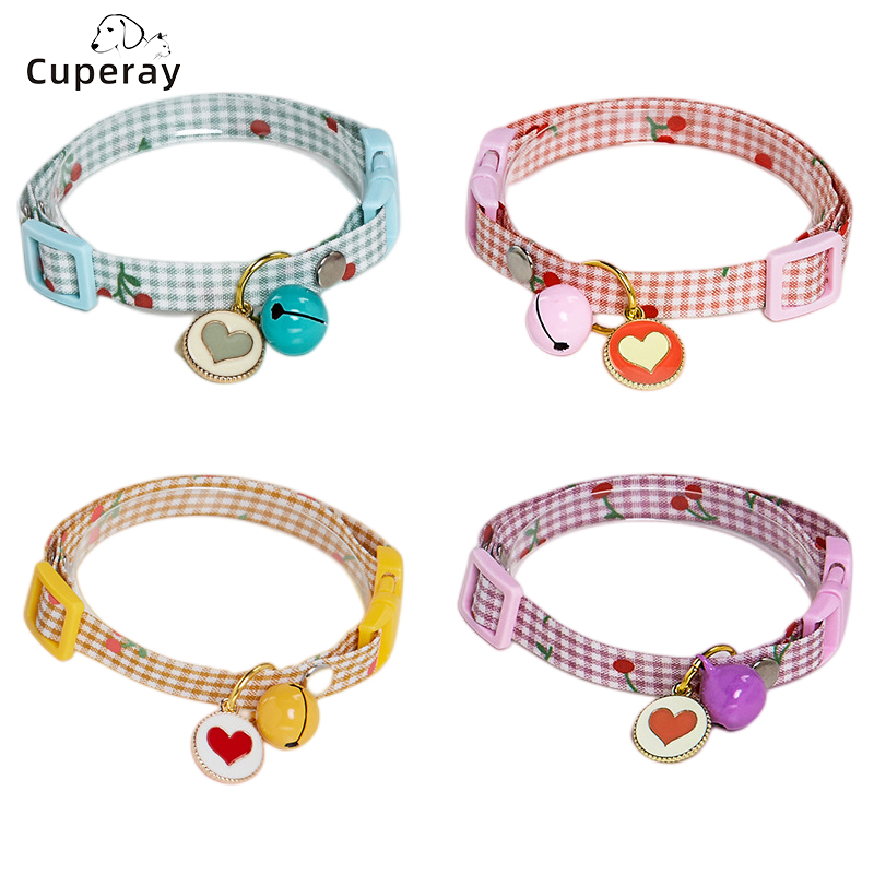 Adjustable Cat Collar,pet Collar with Bell and Heart Tag Decoration To Prevent Getting Lost for Cats and Puppies Pet Accessories