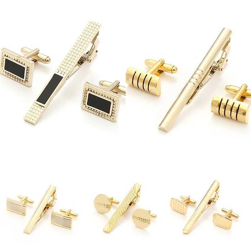 Gold Colour Luxury A Suit Of Cufflinks Tie Clip Custom Mens Shirt Cuff Button Formal Dress Bridegroom Wedding Creative GiftsX240914