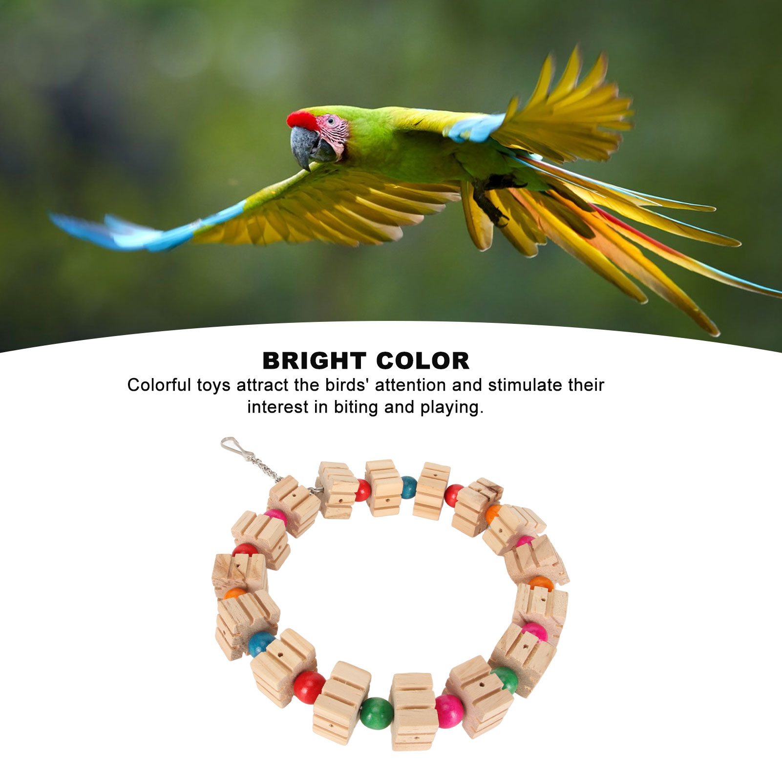 Bird Swing Ring Toy Bird Wood Hanging Toy Colorful Multifunctional Bird Ring Toy For Biting Chewing Climbing
