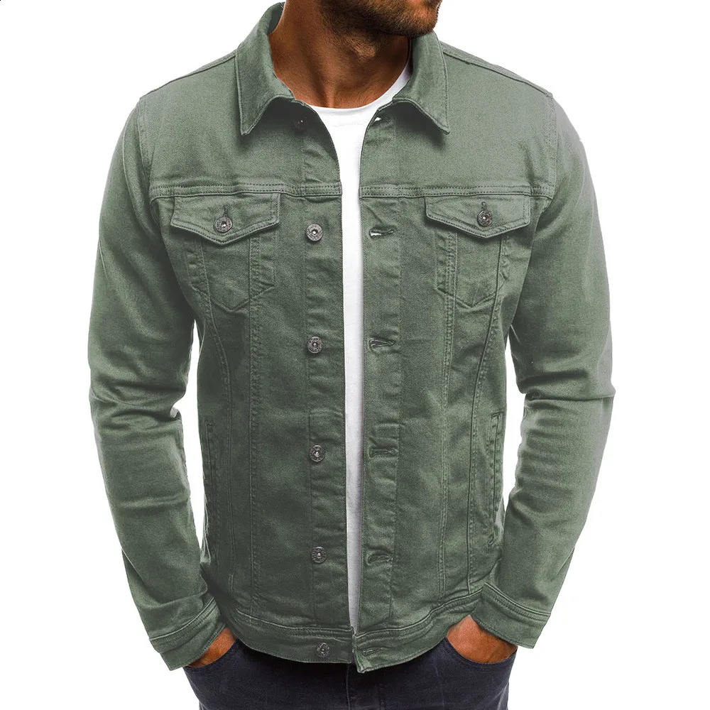 MenS Vintage Denim Jacket Autumn Winter Button Solid Color Tops Coat All-Match Fashion Casual Denim Jacket Chaquetas Hombre 240913