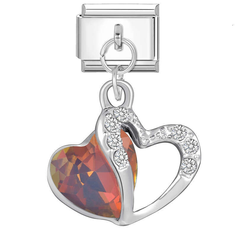 New Women's Gift Heart Butterfly Shiny CZ Pendant Italian Charms Links Bangle Beads Fit 9mm Stainless Steel Bracelet Making DIY For Women Fashion