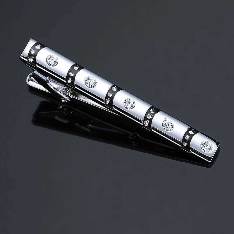 Luxury mens tie clip High quality Round white crystal shirt accessories Jewelry GiftsX240914