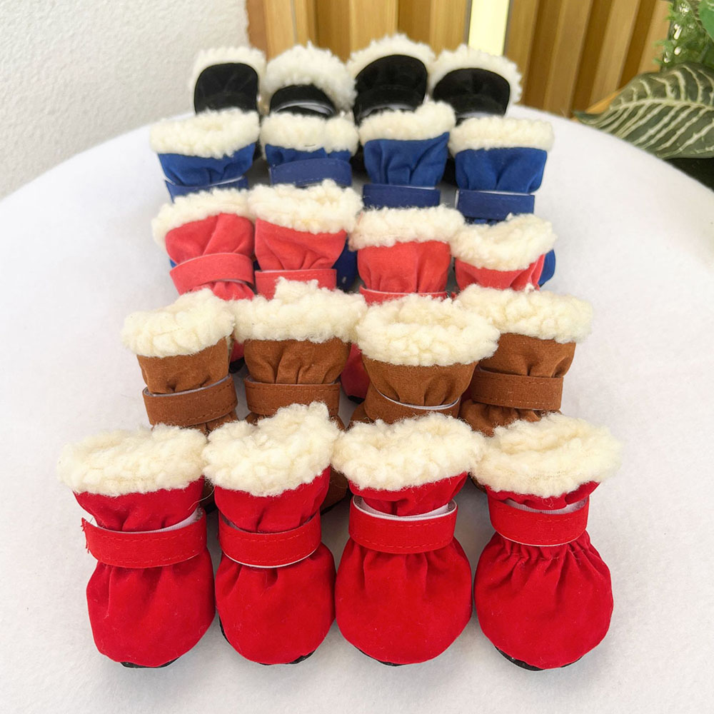 Dog Boots Paw Protector Anti-Slip Winter Dog Shoes with Adjustable Straps for Small Medium Dogs Warm Pet Puppy Shoes Sneakers