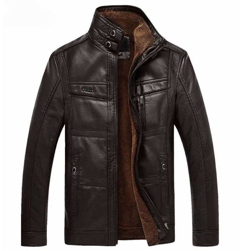 Leather Jacket Men Coats 2024 Brand High Quality PU Outerwear Men Business Winter Faux Fur Male Jacket FleeceX240913