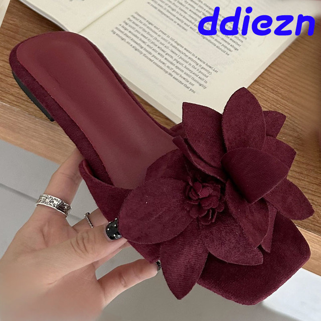 Size Big Footwear Wine Red Flats Slides For Women Summer Beach Fashion wer Female Sandals Ladies Slippers Shoes 953f c23