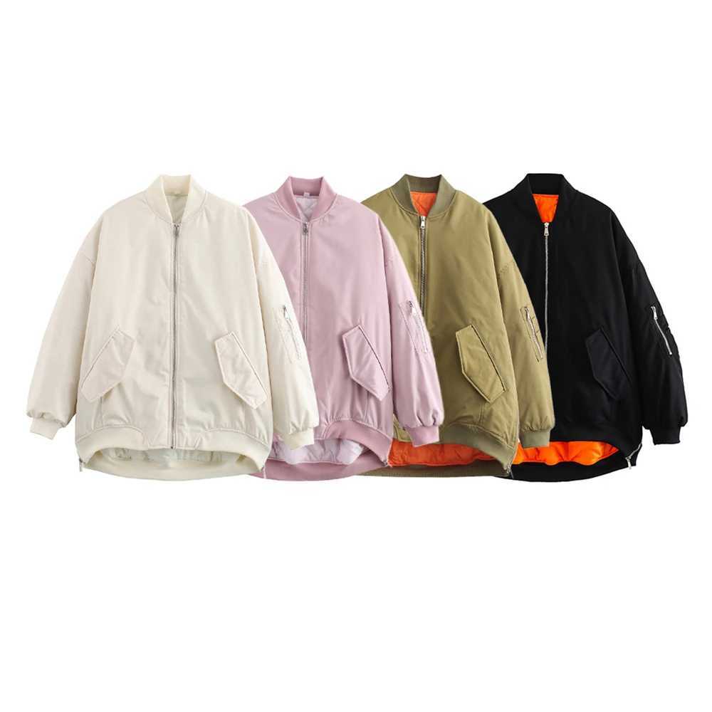 PB ZA Womens 2024 Autumn New Style Temperature Simple Casual Style Irregular Hemp Loose Flight Jacket W240914