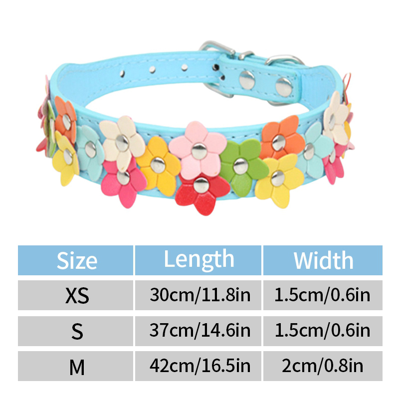 Colorful Flower Pet Dog Collar Leash Cute PU Leather Adjustable Dog Cat Neck Strap Necklace Pet Accessories For Kitten Puppy