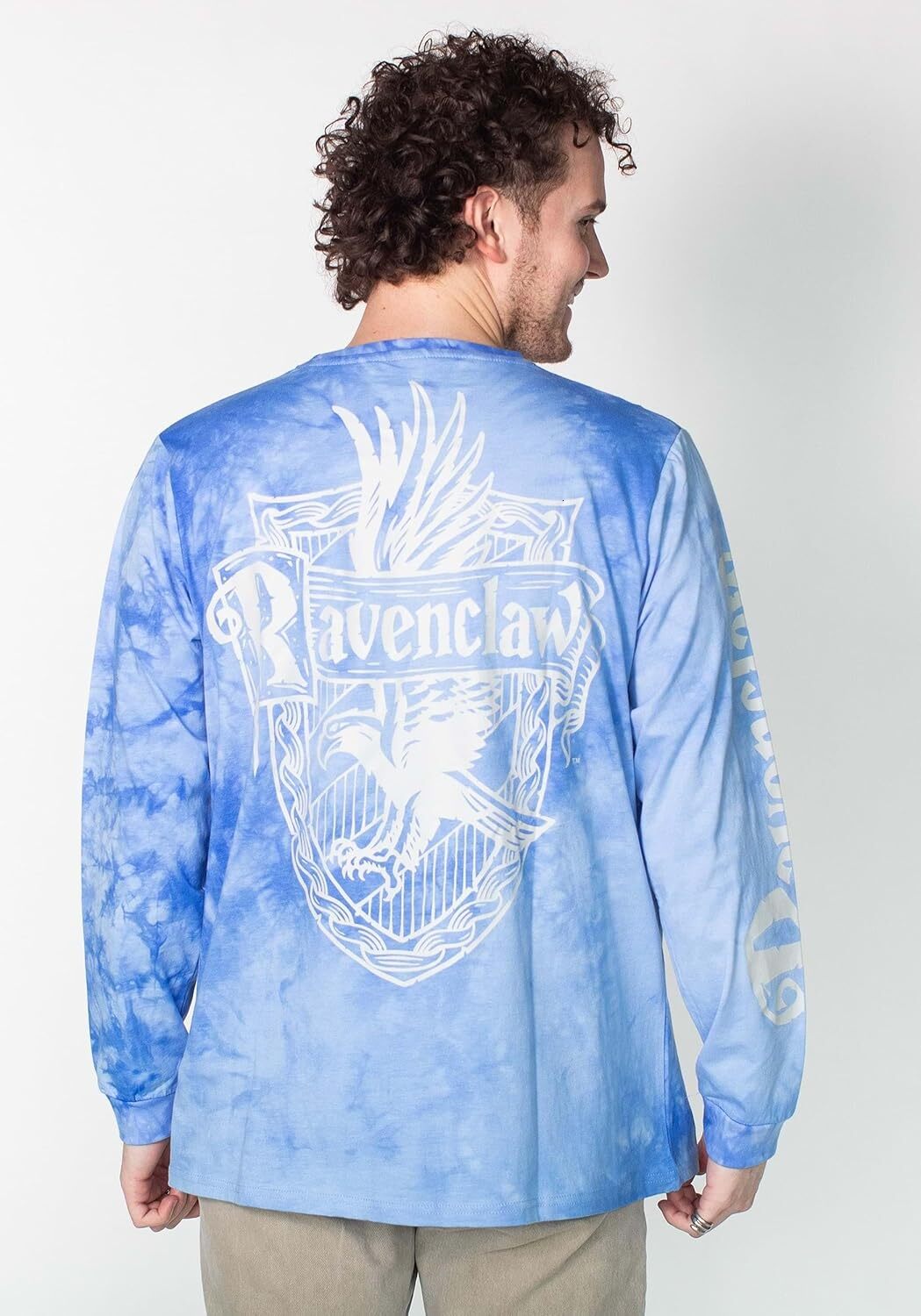 Men Adult Ravenclaw Tie Dye Long Sleeve Cakeworthy T-Shirt Mens crew neck sweater