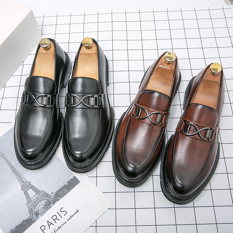 Sole Thick Heels Mens Dress Wedding Fashion Suit Leather Business Italian Casual Man Formal Loafers Summer Shoes for Men 298f