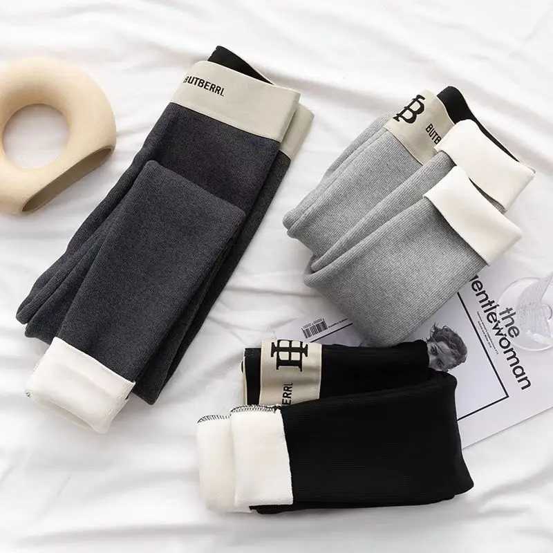 Womens Winter Korea Style Leggings Slimming Thermal Pants Tight Grey Skinny Thick Warm High Waist Leggings for Women with FleeceX240914