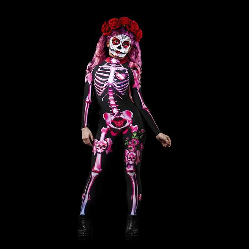 Halloween costume skeleton ghost soap Spoof skeleton jumpsuit womens costume party props parents children party costumes W240914