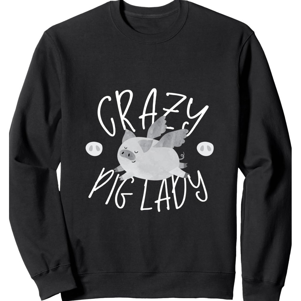 Long Sleeve Shirts for Men sweatshirt Crazy Pig Lady Funny Animal Gift Idea Sweatshirt Tee Streetwear Casual tops clothes dd 77 d1 72