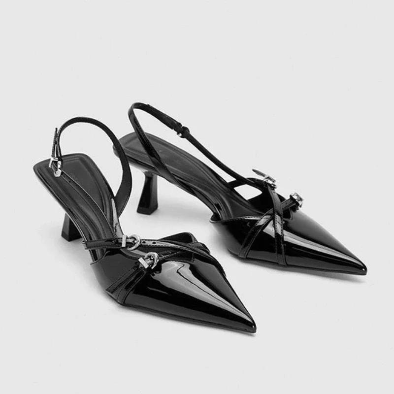 Luxury Designer Summer Women Sandals Fashion Elegant Pointed Toe Singbacks Shoes Ladies Sexy High Heel Party Sandalias