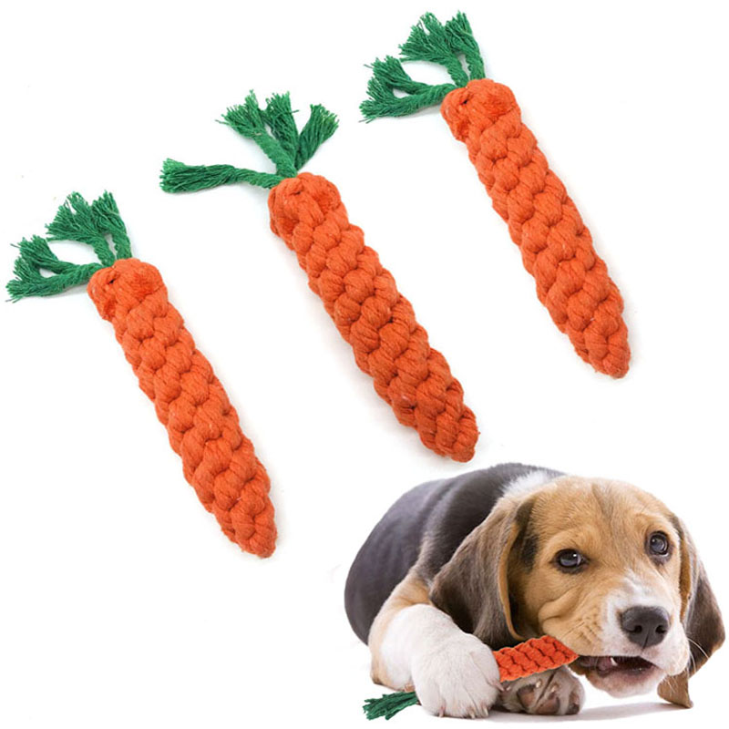 Pet Dog Toys Hand Wovencarrot Shape Cotton Rope Toy Puppy Molar Cleaning Teeth Bite Resistant Chew Toys Pet Accessories Supplies