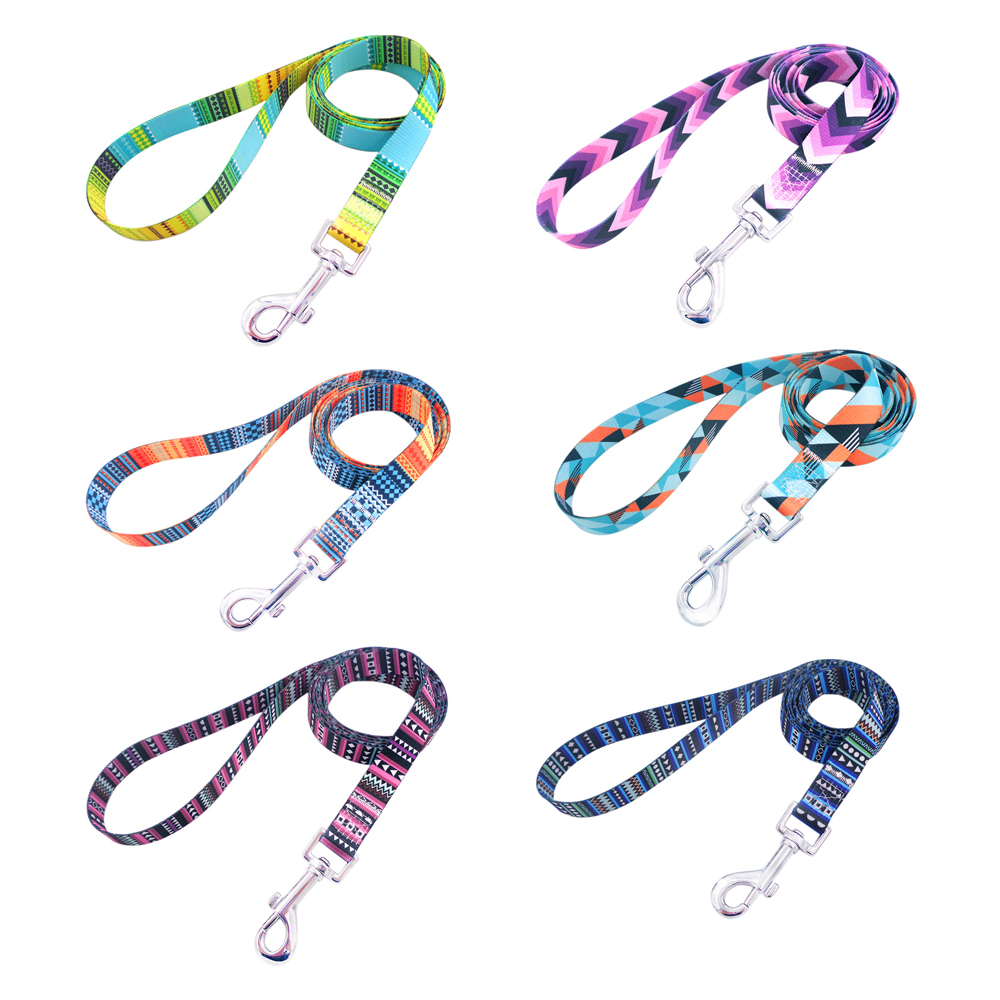 Nylon Dog Leash Colorful Print Dogs Cat Lead Rope 150cm Pet Belt Leashes for Dogs Cats Walking Training Rope French Bulldog Pug