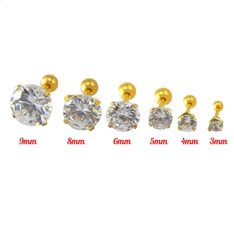 1 piece Stainless steel 4 Prong Zircon Ear Studs Earrings For WomenMen Tragus Cartilage Standard Lobe Daith Piercing Jewelry 240906