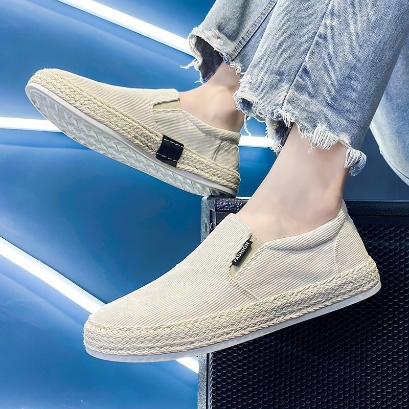 Mens sports shoes canvas flat bottom fisherman linen fabric sports shoes mens summer casual shoes 2024 mens walking shoes 240914