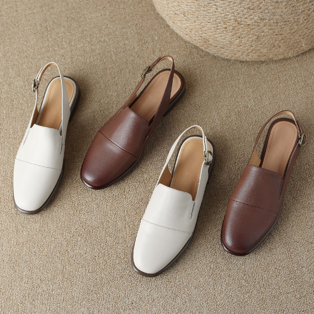 New 2023 summer women's cow New leather sgback slip-on flats sandals high quality soft comfortable casual female espadrilles shoe a1fa