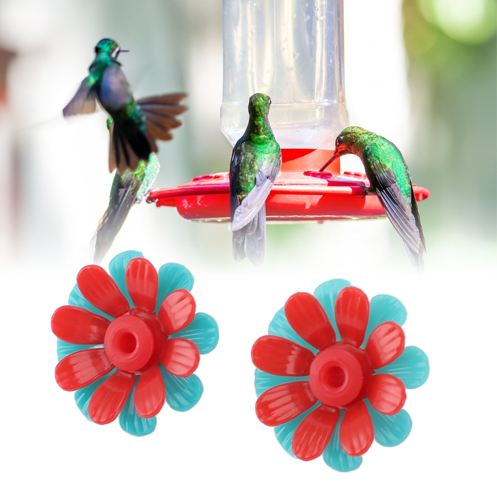 30PCS Hummingbird Feeders Replacement Flowers Brightly Colored Bird Feeder Feeding Ports Parts