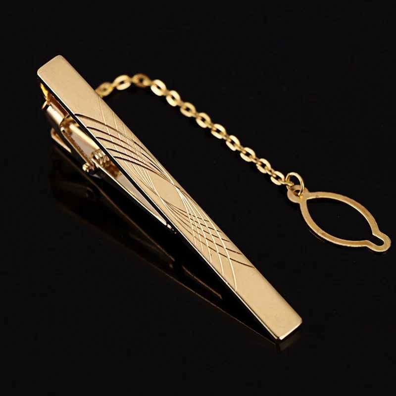 Tie Clip For Men Metal Gold Vintage Chain Luxury Business Ties Bar Pin Clip For Necktie Man Shirt Accessories Party Wedding GiftX240914