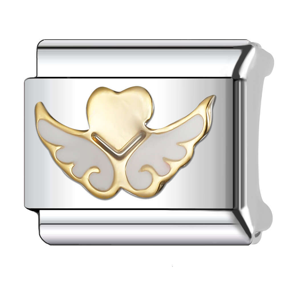 New Women's Gift Earth Angel crown Bead Italian Charms Links Bangle Beads Fit 9mm Stainless Steel Bracelet Making DIY For Women Fashion Jewelry