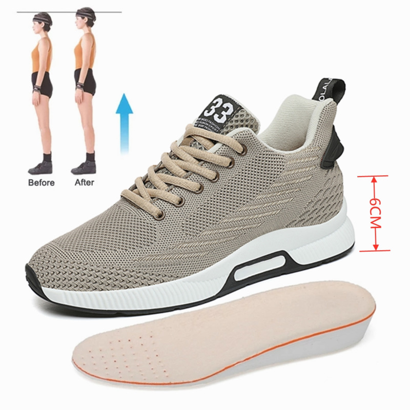 VERKTAKA Elevator Shoes Men Sneakers Heightening Shoes Height Increase Shoes Insoles 6CM Man Daily Life Height Increasing Shoe