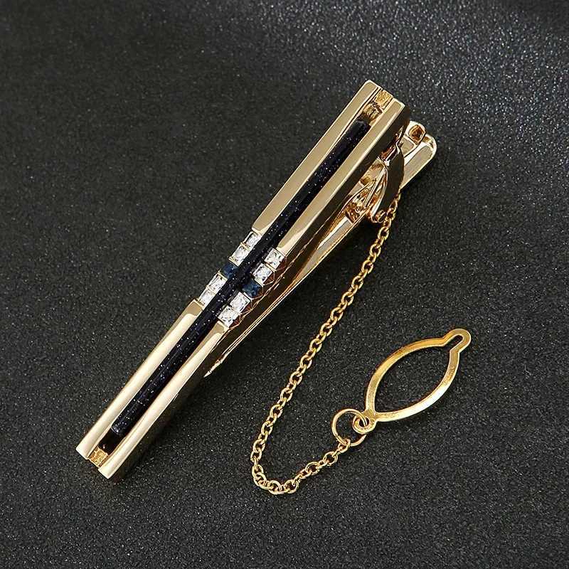 New Chain Tie Clip Fashion Mens Women Formal Wear Business Banquet Cocktail Party Luxury Crystal Tie-clips Wedding AccessoriesX240914