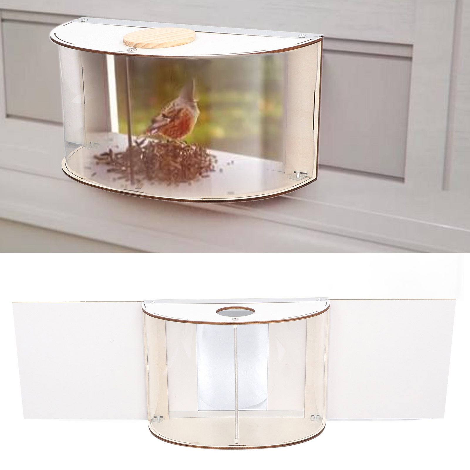 Window Bird Feeder Inside House, Rain Proof, Adjustable Inlet, Stable 180 ° Clear View, Feeder for Bird Watching