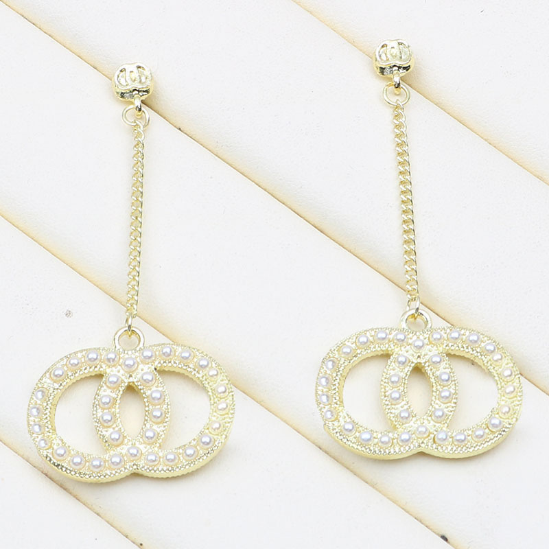 Crystal Letter Studs Womens Charm Stud Earrings Designer Pearl Earring 18K Gold Plated Luxury Eardrop Jewelry Accessories Wedding Party Gifts