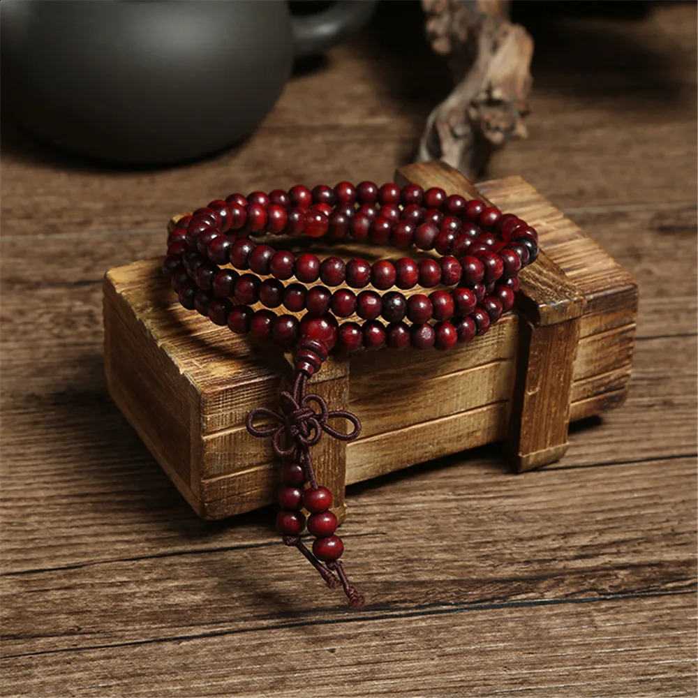 Green 6mm Natural Sandalwood Bracelets Bangles For Women Buddhist Buddha Wood Prayer Bead Mala Unisex Men Jewelry Bijoux A245 240914
