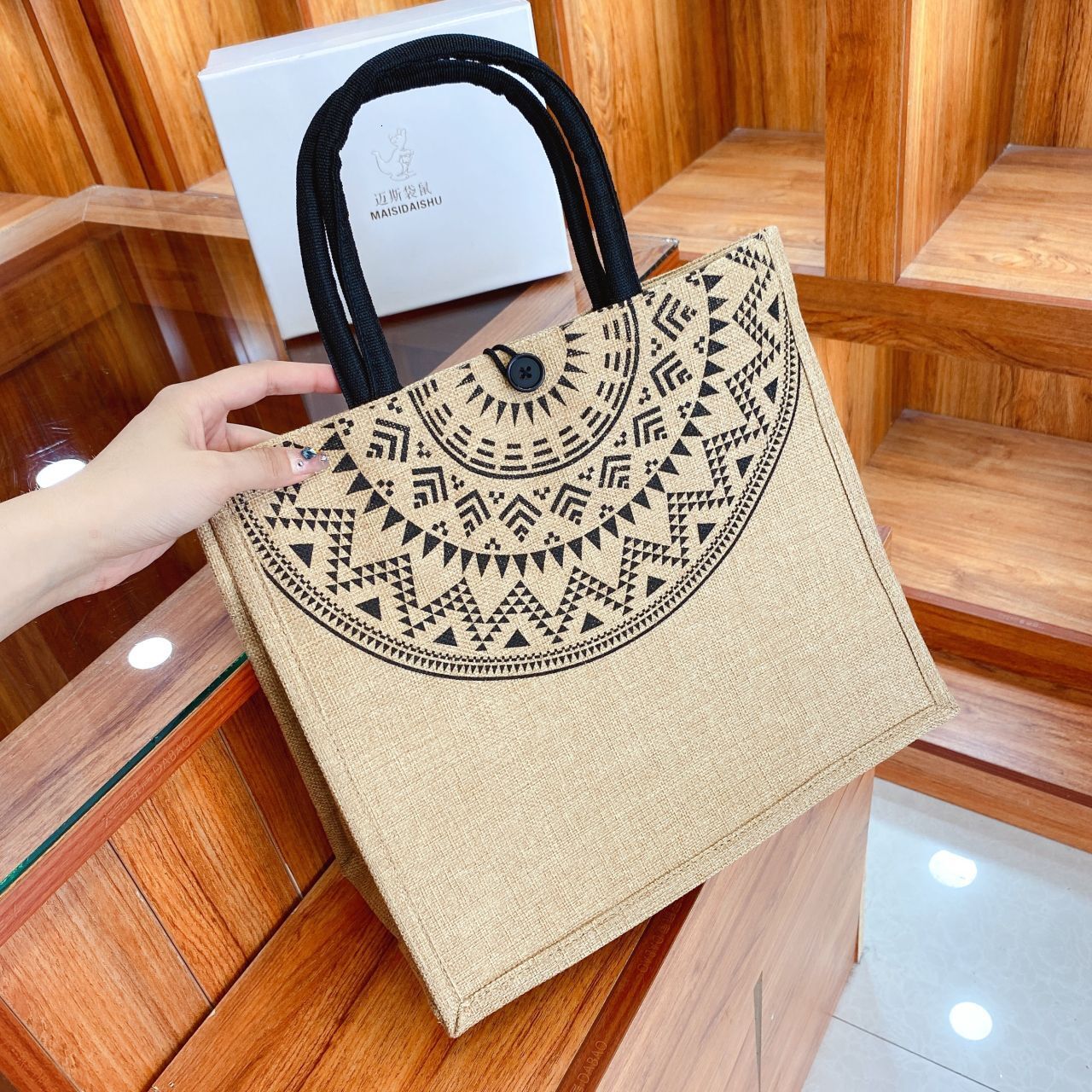 Instagram New Fashion Designer Women's Bag Women's Office Personalized Print Large Capacity Bento Women's Letter Paper Handbag Tote Bag