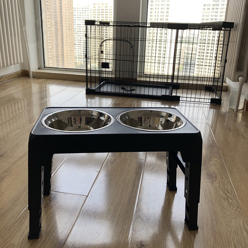 Elevated Dog Bowls Stainless Steel Double Bowls Large Capacity Adjustable Raised Pet Bowl With 4 Height Modes
