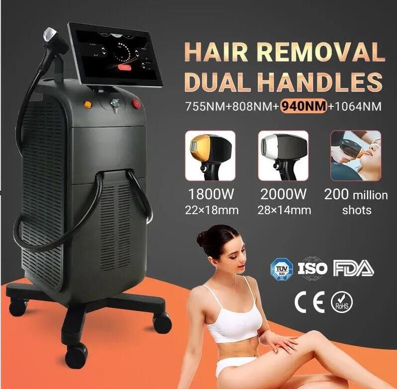 Powerful Four waves Titanium ice laser machine for epilation 755 808 940 1064 diode laser hair removal machine 2 times can removal all hair with CE