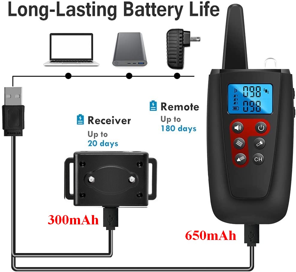 3300ft Pet Dog Training Collar IP67 Waterproof Rechargeable Long Standby Pet Training Collar Beep Vibration Shock Trainer PD526