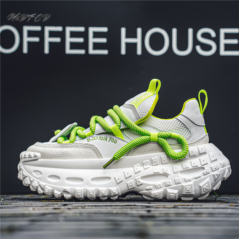 Men Sneakers New Chunky Designer Tire Bottom Sport Fashion Casual Leather Mesh Breathable Height Increased Flat Platform Shoes 5394 8e32