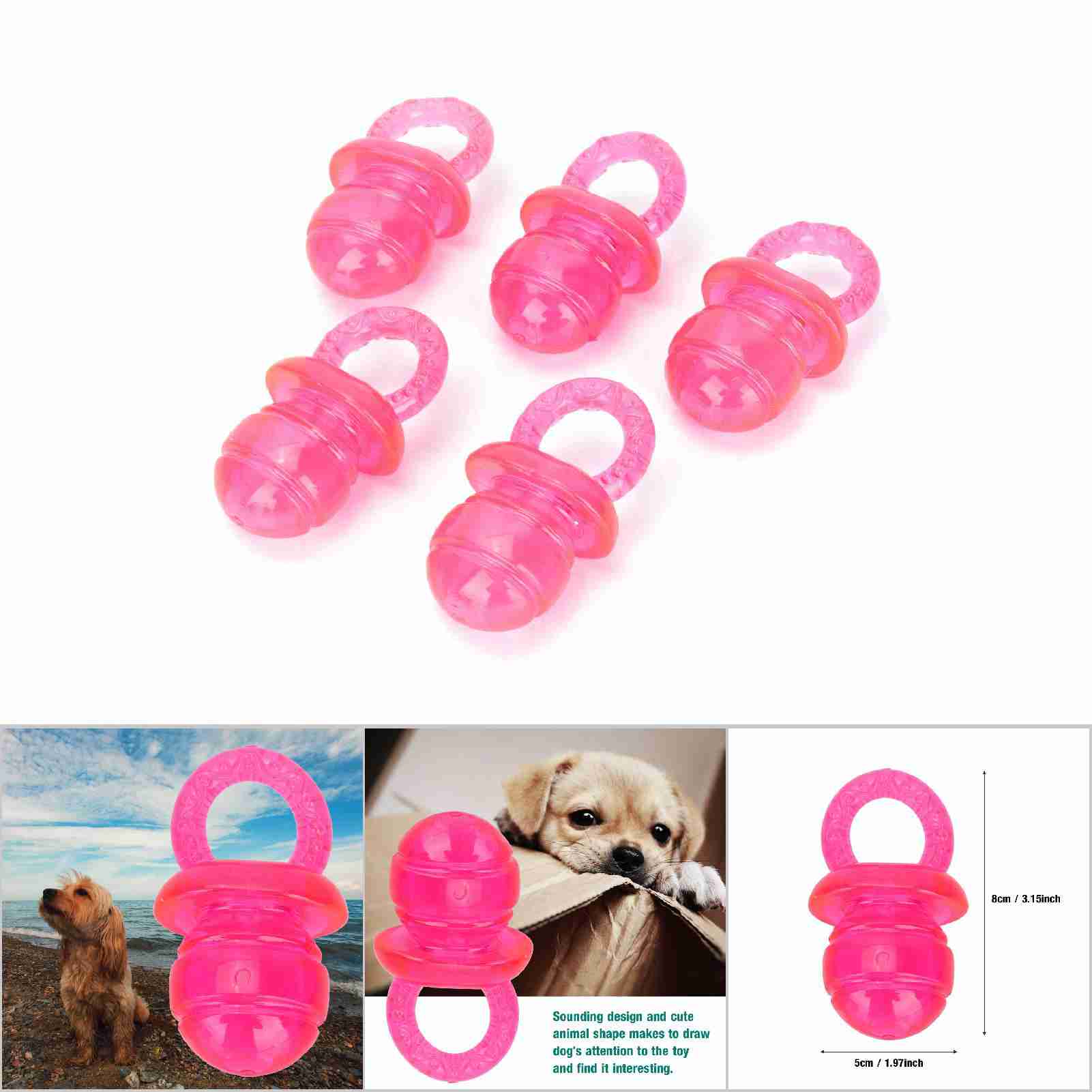 5 Pcs Pacifier Shaped Pet Dogs Teether Teething Sounding Interactive Chew Toy